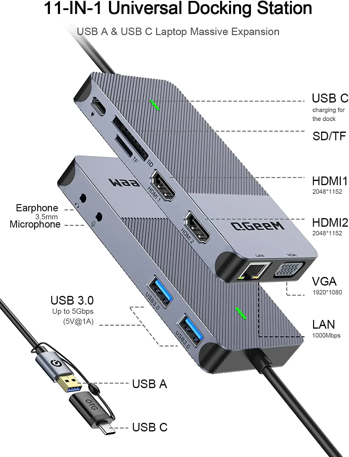 QGeeM USB 3.0 Docking Station, - Smart Home Hub 2 recension och pris